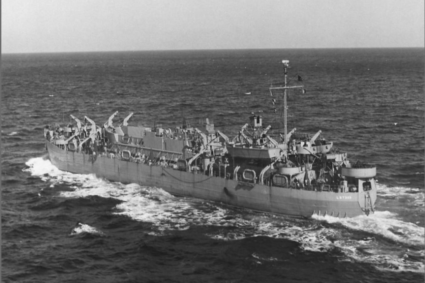 USS LST-289 underway crossing the Atlantic Ocean.