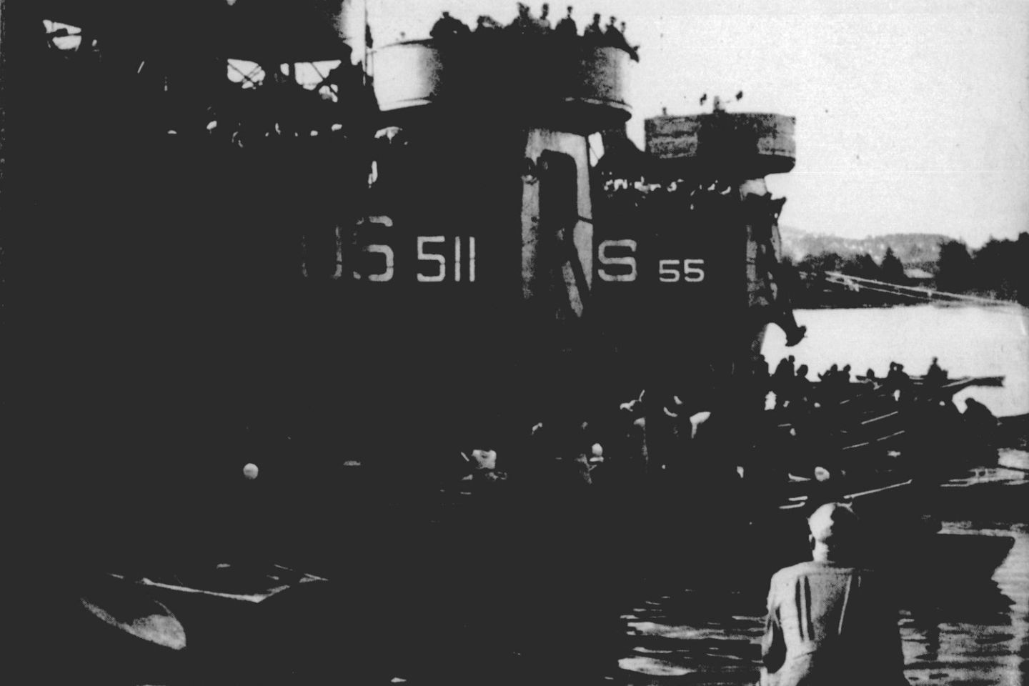 USS LST511 and USS LST55 at Drammensfjord, Norway, 4 June 1945.