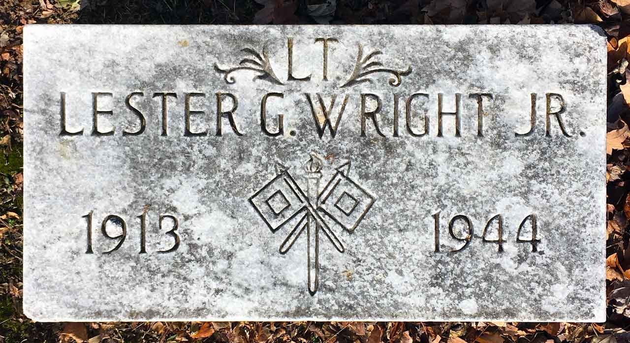 Memorial Stone for Second Lieutenant Lester G. Wright, Jnr.