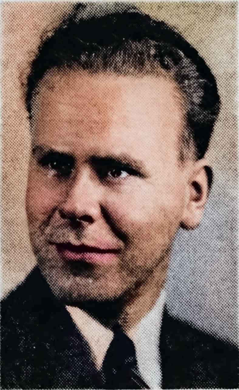 Colourised newspaper image of Gunner's Mate, Third Class, Mitchell Louis Broske.