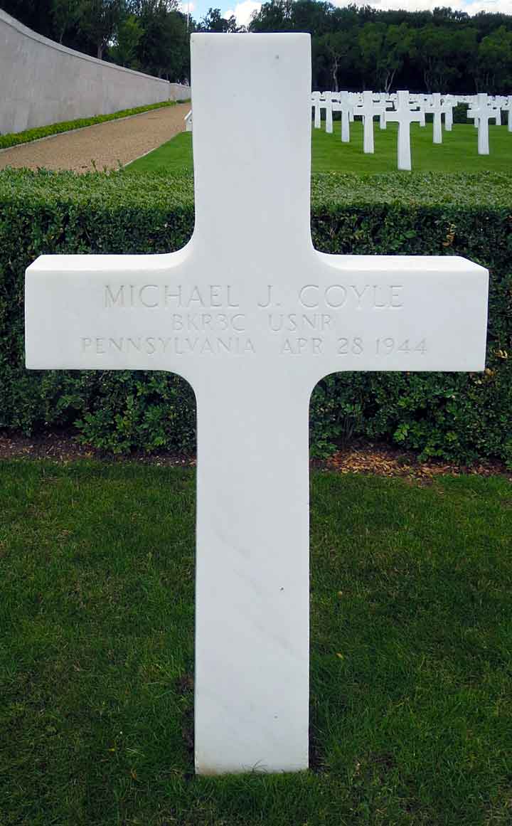Image of Michael J. Coyle's gravestone in the ABMC Cambridge Cemetery.
