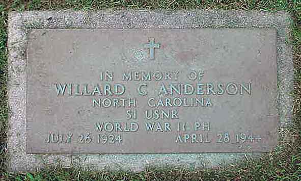Willard Anderson's cenotaph in Shady Grove Cemetery, Murphy, Cherokee County, North Carolina, USA
