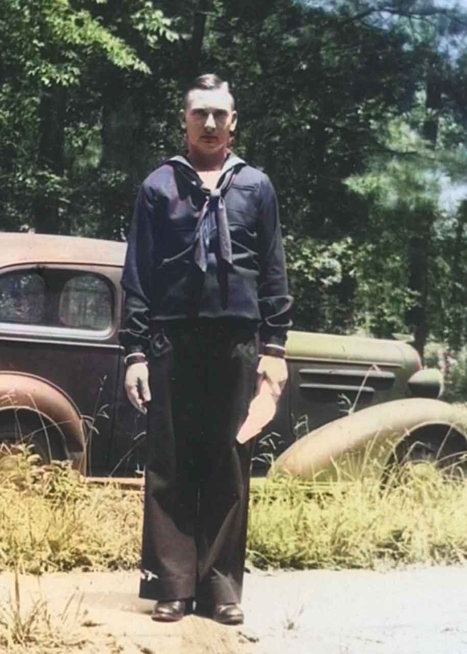 A colourised image of Motor Machinist's Mate Third Class William Wheeler Cobern.
